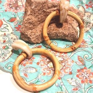Anthropologie Bamboo Circle Drop Earrings | NWOT